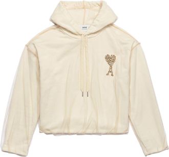 Ami Ami de Coeur tulle hoodie - unisex - Polyethylene/Cotton - L - Neutrals