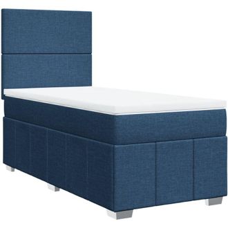 vidaXL Cama Box Spring Con Colch&oacute;n Tela Azul 100x200 Cm Vidaxl