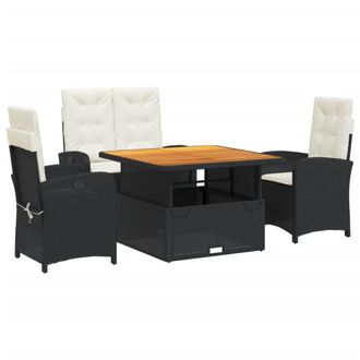 vidaXL Vidaxl - Set Da Pranzo Da Giardino 4 Pz Con Cuscini Nero In Polyrattan