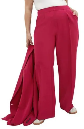 City Chic Alexis High Waist Wide Leg Pants in Deep Rose at Nordstrom Rack, Size L/20W