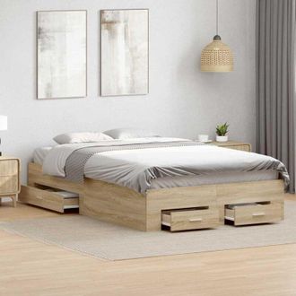 vidaXL Estructura De Cama Marr&oacute;n 140 X 200 Cm Madera Contrachapada Vidaxl