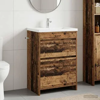 vidaXL Vidaxl Mobiletto Da Bagno Sotto Lavabo Legno Antico 56 X 37,5 X 81 Cm