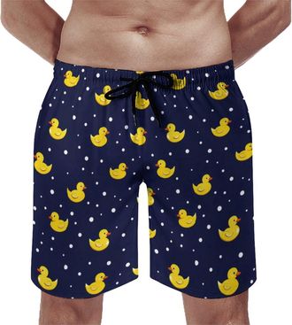 Generic Yellow Rubber Duck Swimming Shorts Men Swim Trunks Beach Board Shorts with Pockets 2XL