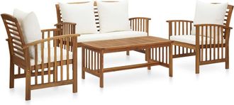 vidaXL Muebles De Jard&iacute;n 4 Piezas Con Cojines Madera Maciza De Acacia Vidaxl