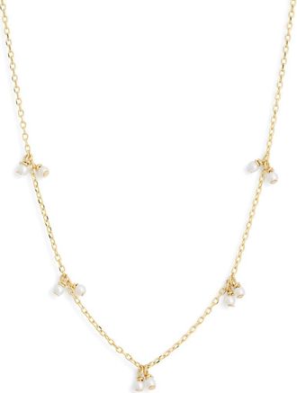 Nordstrom Rack Demi Fine Faux Pearl Charm Chain Necklace in Clear- Gold at Nordstrom Rack