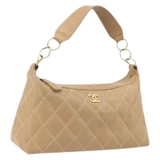 Chanel Pre-owned Vintage Schoudertas - Dames - Pre-owned - Beige - Maat: ONE Size Leer