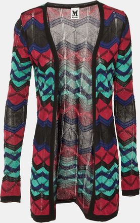 M Missoni Multicolor Chevron Knit Open Front Cardigan