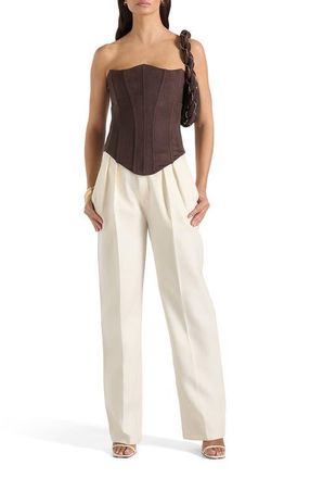 Mani&egrave;re De Voir Scarlett Suede Lace Up Corset in Brown at Nordstrom, Size X-Small