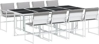 vidaXL Vidaxl - Juego De Comedor De Jard&iacute;n 9 Pzas Con Cojines Textilene Blanco