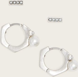 AllSaints Brass Nellie Huggie Earring Set, Size: One Size