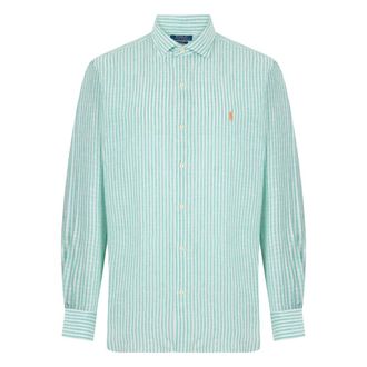 Polo Ralph Lauren Casual Shirts, male, Green, Size: XL Linen Shirt