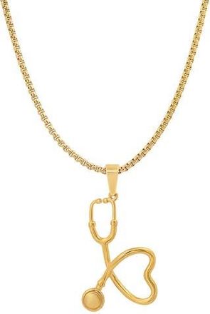 Steeltime HMY JEWELRY 18k Gold Plated Stainless Steel Stethoscope Heart Pendant Necklace in Yellow at Nordstrom Rack