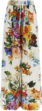 Dolce & Gabbana White Floral bouquet printed pants