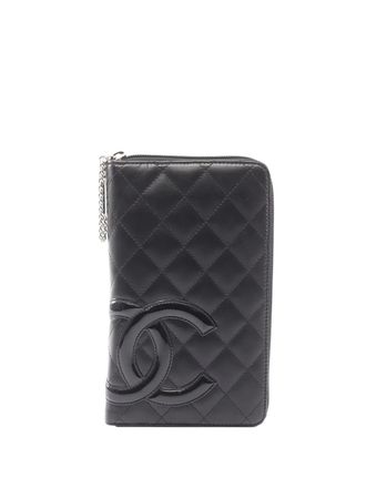 Chanel 2006-2008 CC Quilted Lambskin Cambon Ligne Wallet long wallets - Zwart