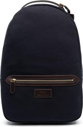 Polo Ralph Lauren logo-patch backpack - men - Cotton/Cotton/Calf Leather - One Size - Blue
