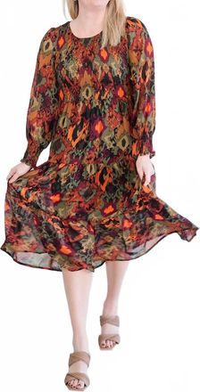 Apricot Womens Ikat Chiffon Midi Dress In Green, Orange, Red