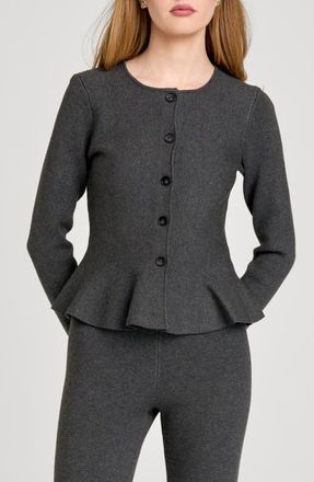 Wayf Brooklyn Peplum Cardigan in Charcoal at Nordstrom, Size X-Small
