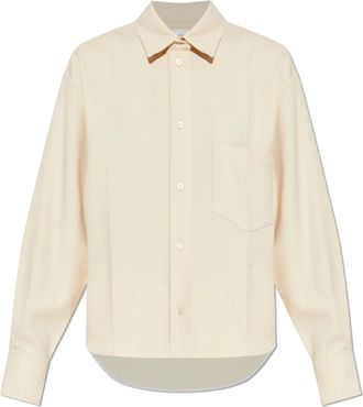 Victoria Beckham Ellys Shirt - Dames - Overhemden - Beige - S - Wol - Overhemden