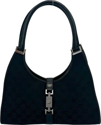 Gucci Black Canvas Leather Handbag Shoulder Bag Tote Bag (Pre-Owned)