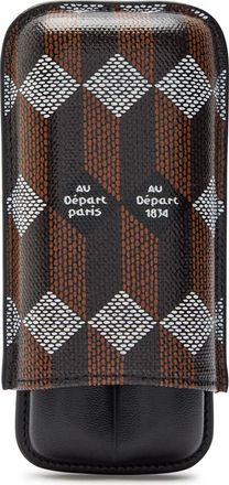 Au D&eacute;part Printed Double Leather Cigar Case - Black - One Size