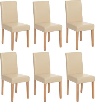 Hhg Hhg - Juego De 6 Sillas De Comedor Silla De Cocina Littau, Cuero, Crema, Patas Claras