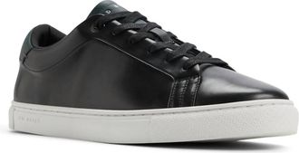Ted Baker Mens Leather Robberto Lace Up Sneaker Shoes In Black
