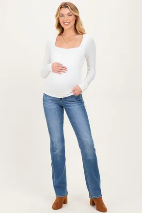 Pinkblush Slim Straight Leg Maternity Jeans in Blue at Nordstrom, Size 26 29