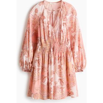 H&M Oversized Tunic Dress in Light Pink/paisley at Nordstrom, Size Xx-Large
