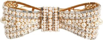 Dolce & Gabbana Gold Brass Glas Crystal Faux Pearl Embellished Brooch - Dames - Broches - Geel - ONE Size - Accessoires
