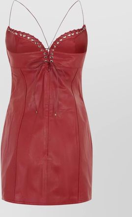 Ludovic de Saint Sernin short leather dress eyelet detailing
