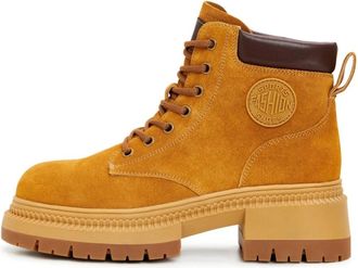 Cesare Gaspari Leren enkellaarsjes met veters - Dames - Veterlaarzen - Oranje - 36 EU - Leer - Schoenen