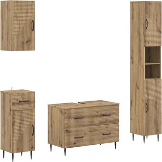 vidaXL Juego De Armarios De Ba&ntilde;o De 4 Piezas Haarlem Roble Artisan Vidaxl