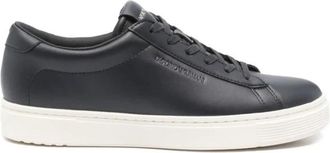 Emporio Armani Leren sneakers met mesh details - Heren - Sneakers - Blauw - 45 EU - Leer - Schoenen