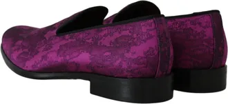 Dolce & Gabbana Purple Jacquard Loafers Dress Formal Mens Shoes