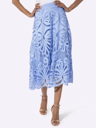 Cr&eacute;ation L Jerseyrock CREATION L, Damen, Gr. 36, eisblau, 100% Polyester, unifarben, wadenlang, R&ouml;cke Jerseyrock