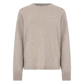 Max Mara Round-neck Knitwear, female, Beige, Size: L Sweater in wool and cashmere