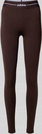 adidas Regular Fit Leggings mit Label Print in Dunkelbraun, Gr&ouml;&szlig;e XL