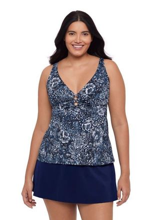 Trimshaper Molly Double Ring Tankini Swimsuit Top in Flora & Fauna at Nordstrom, Size 12