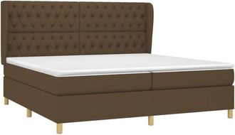 vidaXL Vidaxl - Cama Box Spring Con Colch&oacute;n Tela Marr&oacute;n Oscuro 200x200 Cm