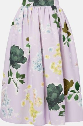 Erdem Gonna midi in misto cotone con stampa