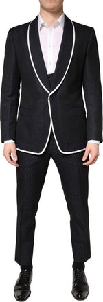 Dolce & Gabbana Black White Single Breasted SICILIA Men 3 Piece Mens Suit