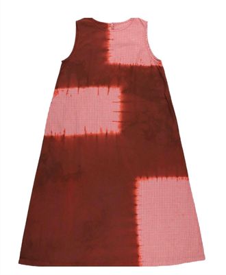 Suzusan Womens Cotton Gingham Check Wide Sleeveless Dress In Bordeaux / Red