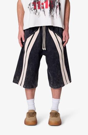 mnml Ultra Baggy Stripe Twill Shorts in Washed Black at Nordstrom, Size Xx-Large