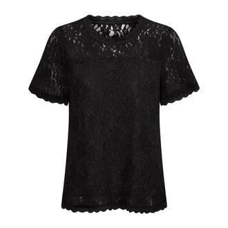 Cream Overhemden, Dames, Zwart, 2Xl, Kanten Blouse in Pitch Black