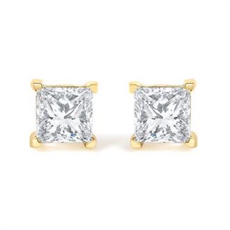 House of Brilliance IGI Certified 14k Yellow Gold 1/2 Ct Princess Solitaire Diamond Stud Earrings at Nordstrom