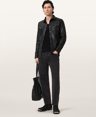 AllSaints Irwin Leather Shirt