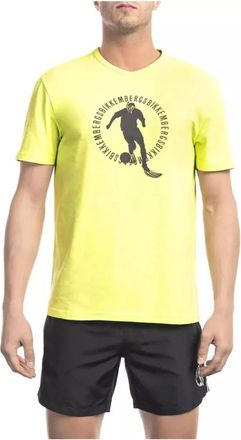 Dirk Bikkembergs Gele Katoenen T-shirt met Voorkantprint - Heren - T-shirts - Geel - L - Katoen - Tops
