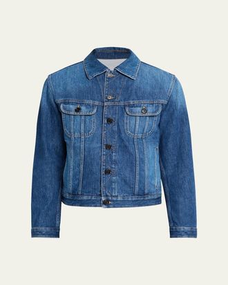 Givenchy Mens Medium Blue Denim Jacket with Leather Label