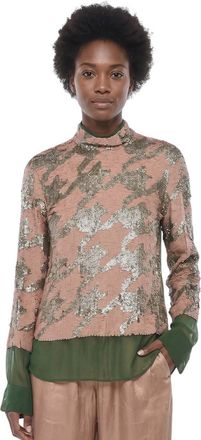 Dries Van Noten Multicolor Camo Mock Collar Top