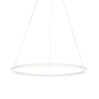 QAZQA Moderno L&aacute;mpara Colgante De Dise&ntilde;o Blanca 80 Cm Con Led Regulable En 3 Pasos - Anello Aluminio /pl&aacute;stico Redonda Incluye Led Max. 1 X 60 Watt - Qazqa